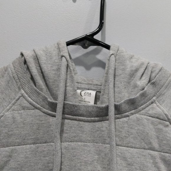 Zyia Active Combo Quilted Hoodie Grey Sweatshirt Size Small - Picture 3 of 10